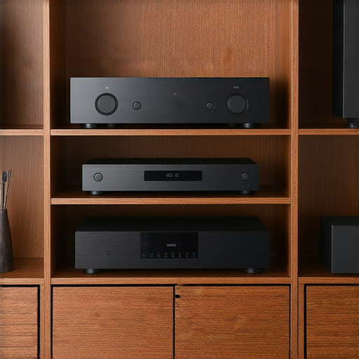 音響地櫃與層架維修過程，展示升級音響效果的技巧，強調其對聲音表現的影響，背景中可見音響設備與工具，讓音質更為驚艷的秘訣介紹。