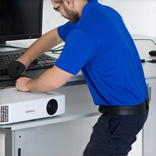 發現Optoma投影機的隱秘功能，專業維修服務讓您無後顧之憂，圖片展示投影機與維修專業人員正在進行維護，強調高效解決方案。