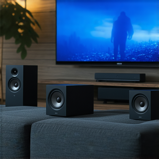 提升觀影體驗的圖片，展現5.1與7.1音響系統的魅力，並介紹專業維修服務，強調高品質音效如何增強電影享受，讓觀眾沉浸於音響的細膩清晰中。