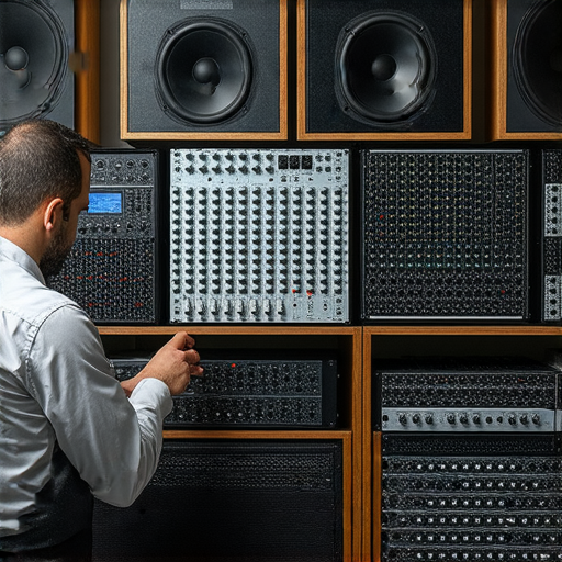 音響維修專家指導選擇合適器材，提升音質體驗的圖片，展示各種音響設備和工具，強調專業維修及正確選擇對音質的重要性。