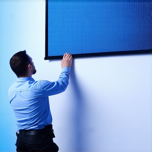 解密投影幕的神秘世界，專業維修服務提升影像體驗，清晰顯示維修過程中的技術細節及影像效果，展示專業團隊在工作中的專注與專業。