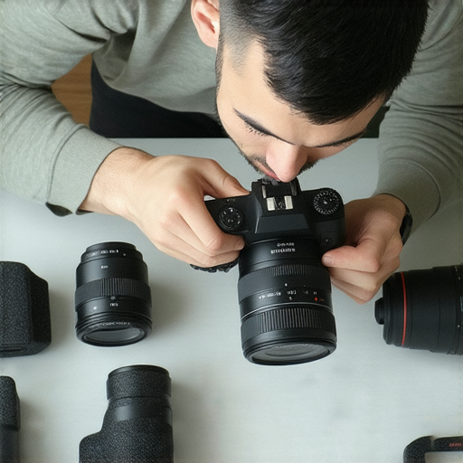 相機專業維修服務的廣告圖片，展示專業技術人員正在為相機進行維修，強調相機不應只是擺飾，且提供可靠的維修支持，讓攝影愛好者重新體驗拍攝樂趣。