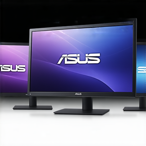 ASUS顯示器展示，強調視覺體驗的提升，背景顯示專業維修服務標誌，圖中顯示多款ASUS顯示器型號，彰顯品質與性能，適合各類使用需求，提供最佳視覺享受。