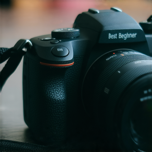 探索2023年最佳入門相機的圖片，展示相機特寫以及拍攝人像的效果，同時強調專業維修服務的標誌，傳遞優質攝影體驗的概念。