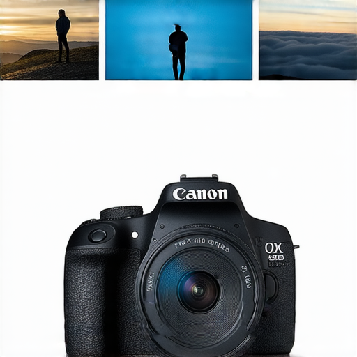 平價Canon相機展示，加上追星拍攝技巧的指導，背景中有維修服務介紹相關圖片，旨在幫助攝影愛好者提升拍攝技巧與了解相機維修。