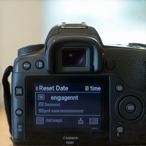 Canon數碼相機顯示重設日期時間的畫面，背景為相機操作界面，強調相機故障的問題與專業維修服務的需求，提供解決方案，幫助用戶理解原因。