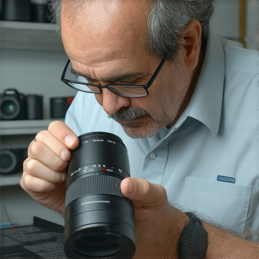 相機鏡頭故障，專業技術人員正在檢查鏡頭問題，提供維修服務及省錢解決方案，確保攝影設備恢復正常運作，滿足攝影愛好者需求。