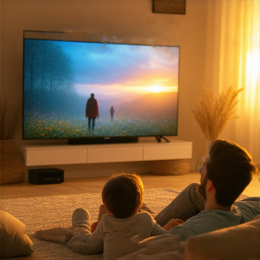 開心的家庭在客廳中使用4K投影機欣賞超高清影片，專業技術人員在旁提供維修服務，讓觀眾輕鬆享受極致畫質的魅力，提升觀影體驗。