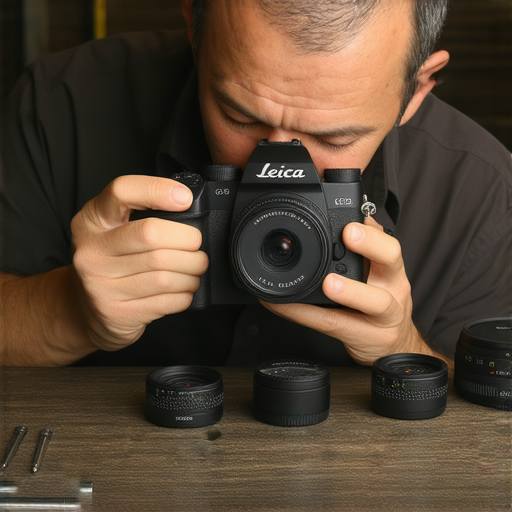潛入Leica相機的世界，展示專業維修服務的技術人員，仔細檢查鏡頭和機身，讓你的攝影設備重獲新生，提升攝影體驗。