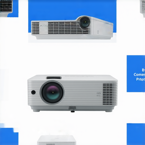挑選最佳商用投影機的展示圖，包含多款高評價投影機與專業維修服務的資訊，強調超值推薦及有效的選擇指導，適合商務會議及教育用途。