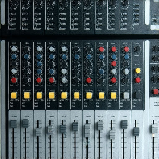 混音器操作示範圖，展示專業混音器的用途及維修服務，讓音樂創作更精緻，助你探索混音的秘訣，提升音樂品質，打造出色作品。