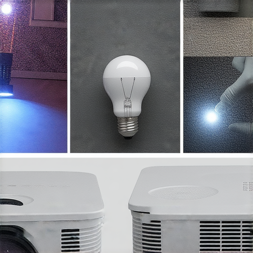 揭開投影機燈泡的秘密，展示LED改裝與維修服務的專業操作，體驗全新視界的步驟，強調高品質影像輸出和節能效益的畫面。