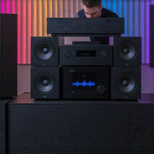 探索音響5.1與7.1系統的極致體驗，專業維修服務的技術人員正在檢查設備，確保音效完美，讓你無後顧之憂，享受高品質的音響享受。