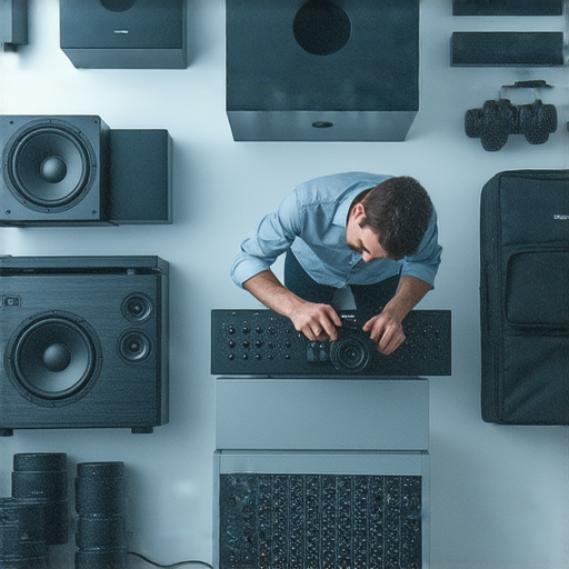 音響失靈或相機故障的維修場景，專業技術人員正在診斷設備問題，顯示專業服務與維修秘訣，讓音響和相機恢復最佳性能。