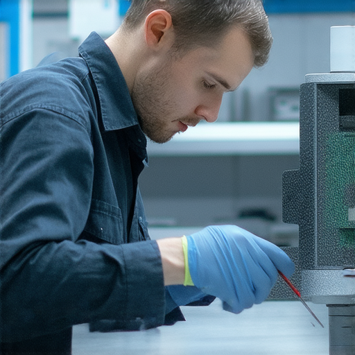 互動投影機故障維修的專業服務場景，技術人員專心檢查設備，確保精彩瞬間不再錯過，提升投影體驗的解決方案，展示高效維修流程。