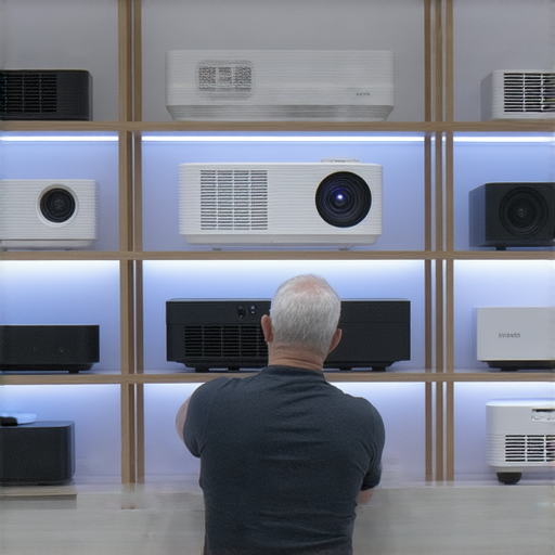 家庭投影機與專業維修服務的展示，呈現不同型號與品牌，幫助用戶選擇最佳娛樂裝置，升級觀影體驗，展現科技與娛樂的結合。