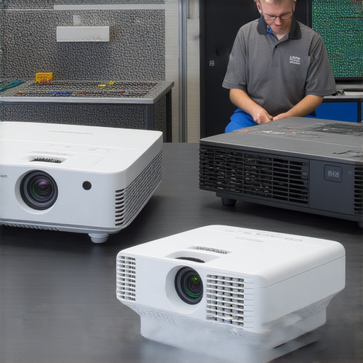 Optoma W320UST和GT1090HDR投影機展示，維修專業服務進行中，專業技術人員檢查設備，確保最佳性能，探索投影機維修奧秘，提供高品質的維修解決方案。
