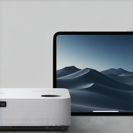 驚艷的iPad與4K無線投影組合，展示無限可能，吸引使用者探索新技術，背景中還有標示專業維修服務的資訊，強調產品的應用與支援。