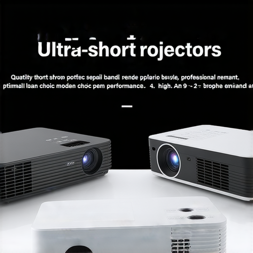 超短焦投影機展示圖，展示不同品牌型號及其功能，背景中可見專業維修服務，強調最佳選擇及性能，吸引潛在買家注意。
