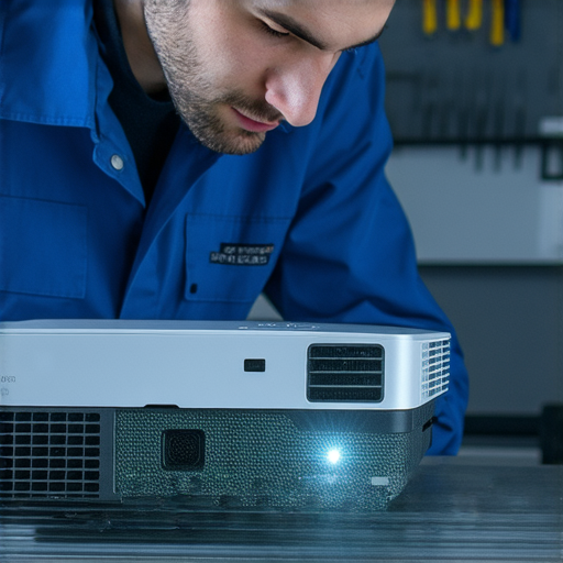 無線投影機故障檢查專業維修服務，技術人員正在分析問題，背景是設備維修工作環境，展現維修過程中的專業與效率，了解維修背後的秘密。
