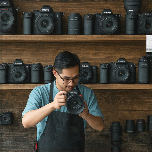 專業維修技術人員正在檢查SONY、Canon、Ricoh相機，展示高效修復過程，提供相機維修方案，確保照片品質恢復，讓影像愛好者重拾拍攝快樂。
