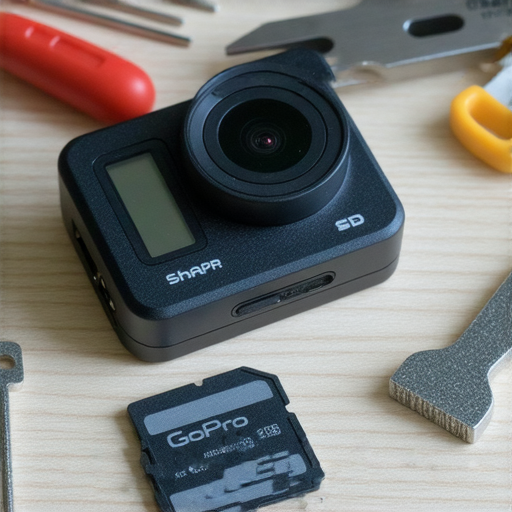 救回您的GoPro錄影，換上新SD卡，探索專業維修服務的圖片，展示GoPro相機及SD卡，背景顯示維修工具，傳達攝影愛好者尋求專業幫助的訊息。