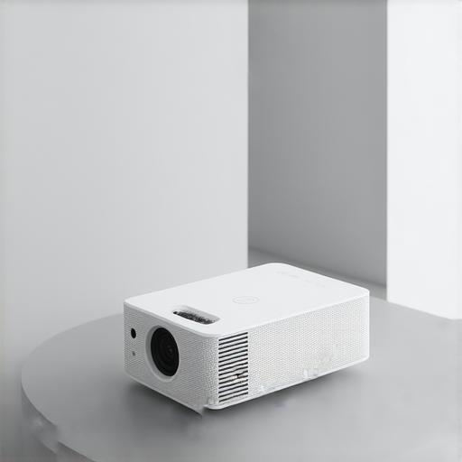 小米微型投影機展示，突顯其便攜性與畫質，旁邊有租借與維修服務的資訊，讓用戶隨時享受完美畫面，體驗全新觀看感受。