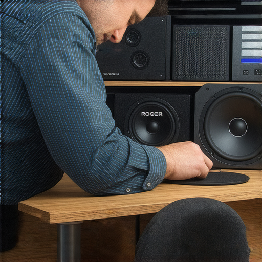 發現Roger與JMR喇叭的隱秘性能，專業維修服務提升音質魅力，顯示專家正在檢查喇叭，技術人員專注於維修，背景中可見多種音響設備，呈現專業音響服務的氛圍。