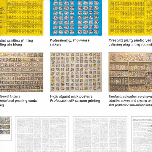 旺角專業印刷服務的多樣產品展示，包括高品質的貼紙、吸引眼球的海報、精美的卡片及專業的絲網印刷，滿足各類需求，提供優質印刷解決方案。