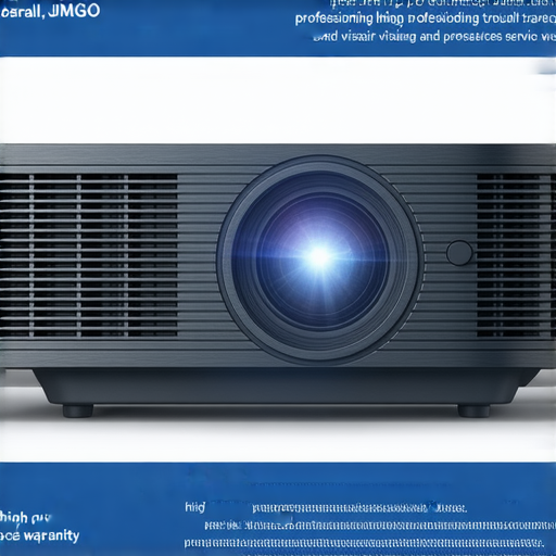 JMGO投影機驚人評價圖，展示專業維修服務，讓用戶無後顧之憂，產品特點鮮明，顯示高品質和使用保障，鼓勵點擊了解更多資訊。