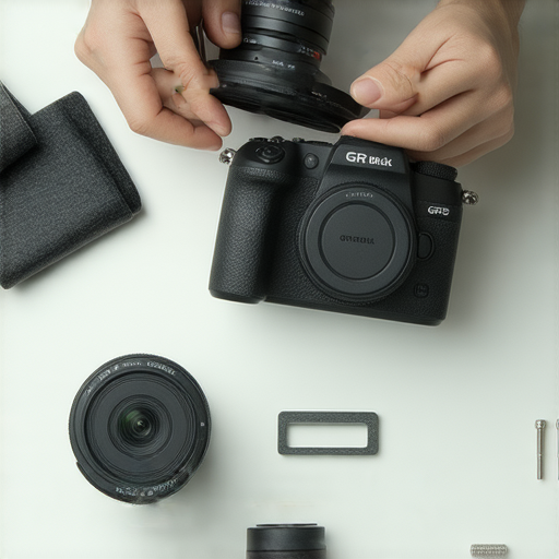 相機GR與GR2的專業維修服務展示，技術人員正在檢查設備，提供全新拍攝體驗的秘訣，強調維護與優化相機性能的重要性。