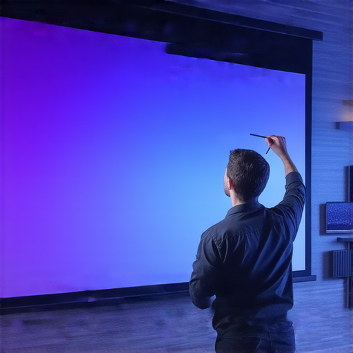 投影幕布上清晰的影像展示，維修服務人員專注檢查設備，揭示投影幕布的重要性，強調保持最佳畫質以提升觀影體驗，讓家庭影院回到巔峰狀態。