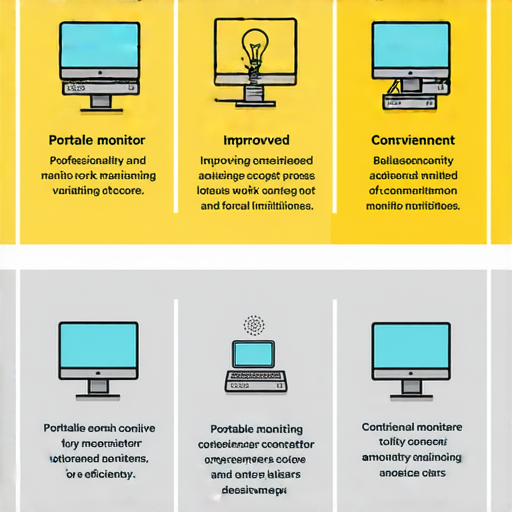 便攜式顯示器的五大驚人優勢示意圖，強調提升工作效率、便利性及多功能性，適合專業維修服務需求，告別傳統顯示器的局限，輕鬆應對各種場景。