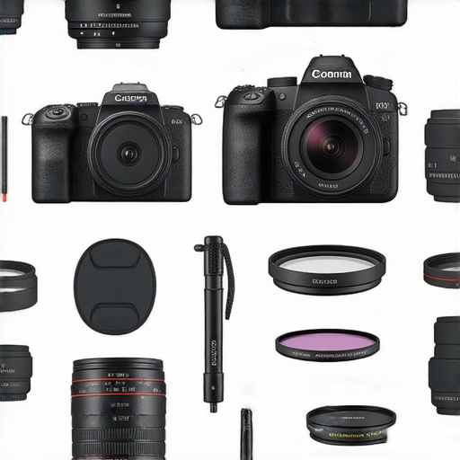 揭開最佳相機配件的秘密，展示多款專業相機配件的圖片，包含鏡頭、三腳架、濾鏡等，維修專業服務資訊在畫面中，讓攝影愛好者探索更多選擇。