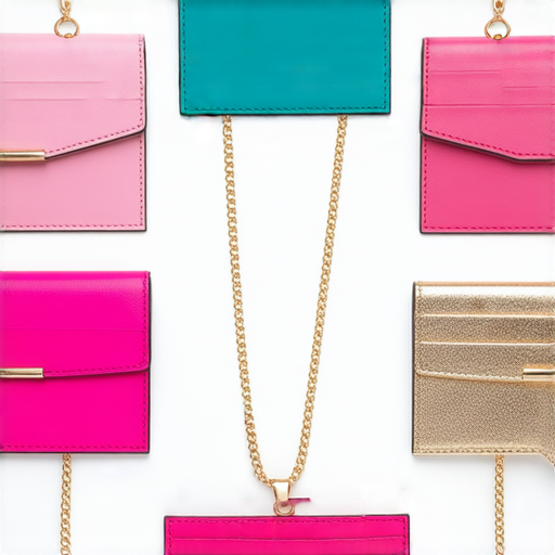 多款時尚女卡片套與掛頸卡片套展示，色彩鮮艷，設計獨特，實現便捷生活，適合各種場合，完美結合實用性與時尚感。