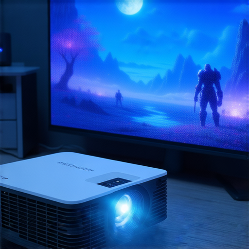 投影機打游戲的畫面顯示，展現流暢的畫質和沉浸感，強調投影機提升游戲體驗的優勢，並提到維修服務以確保最佳性能。