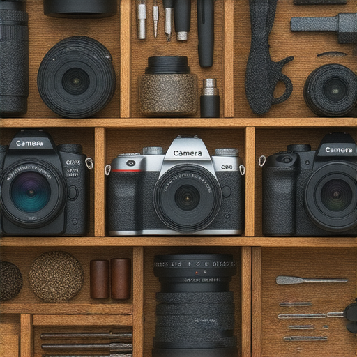 揭開相機排行榜的秘密，展示各種相機型號和維修工具的圖片，提醒你可能擁有隱藏寶藏的相機，激起對相機維修和評比的興趣。