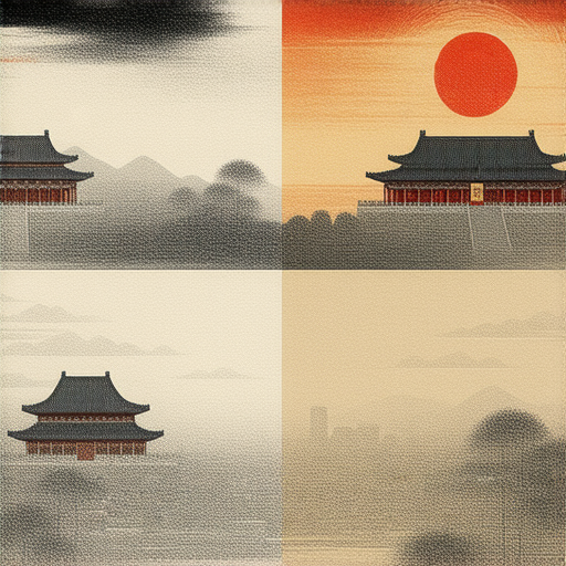 探索中國印刷歷史與當前印刷工藝的發展全貌的圖片展示了古代雕版印刷技術與現代數位印刷設備的對比，以呈現印刷技術的演變與創新。