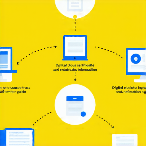 數字證書及公正書查詢指南與證書課程介紹的圖片，展示相關流程及要求，闡明數字證書的重要性，並提供課程資訊，幫助用戶了解公正書的查詢步驟及證書申請的方法。