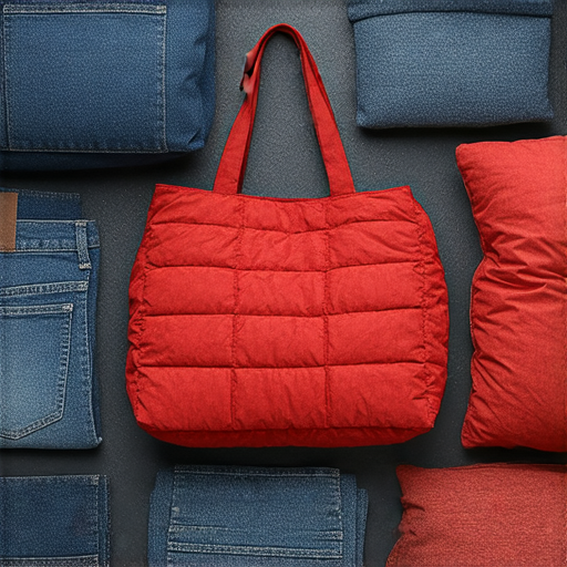 探索多樣化布袋，展示牛仔、紅色與睡袋設計，強調專業印刷服務，吸引顧客立即搶先體驗的視覺效果，呈現時尚與實用性的結合。