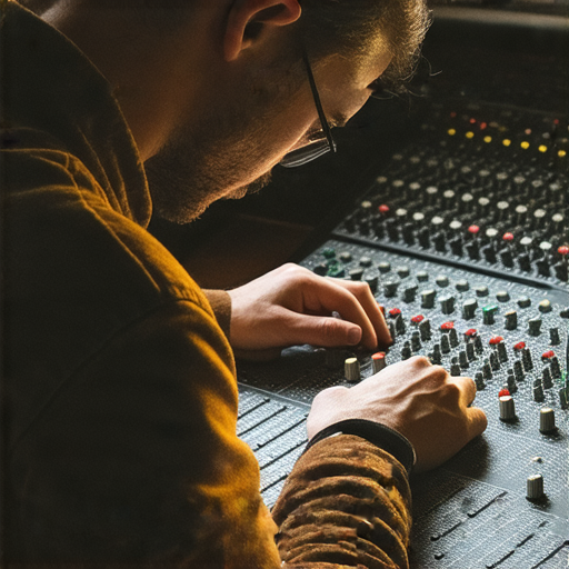 音響EQ調整的過程，技術專家專注於提升音質，展示專業設備與設置，說明如何改善聆聽體驗，探索維修專業服務的價值與效果。