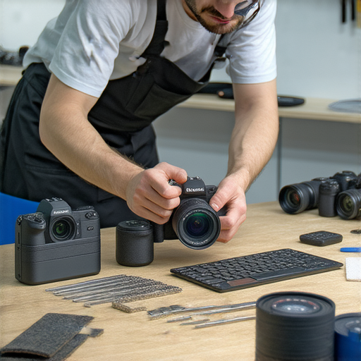 探索全景攝影的無限可能，展示專業技術人員正在維修 insta360 與 theta360 相機，強調精准修復與高效服務，讓用戶的攝影體驗更上一層樓。