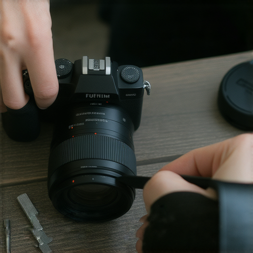 Fujifilm相機專業維修服務圖片，展示維修技術人員專注於相機維修過程，強調探索相機無限可能的主題，讓攝影師重拾拍攝熱情，提升攝影作品品質。