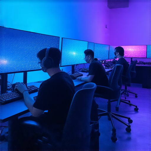 專業投影機和相機維修的環境中，玩家使用投影技術享受電玩體驗，展示最新科技在遊戲中的應用，提升沉浸感和樂趣。