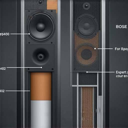 Bose 402音響的內部結構圖，顯示音質問題的關鍵零件，強調專業維修服務的必要性，幫助用戶了解音響維護的重要性，提升音質體驗。