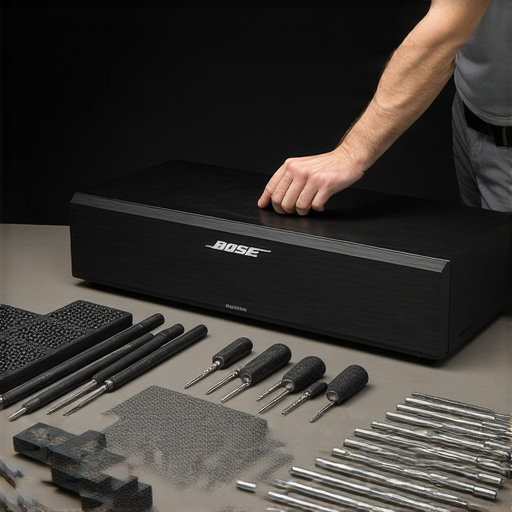 Bose 8500音響故障維修，專業技術人員檢查設備，提升音質，修復音響問題，確保最佳聆聽體驗，讓音質回春的過程中展現的工具與配件。