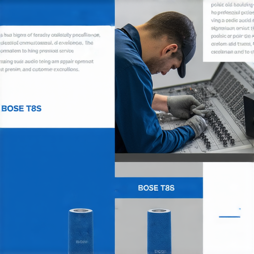 發現BOSE T8S的潛能，專業維修服務標誌，顯示維修工具和技術人員，強調優質音響維修和客戶諮詢的重要性。
