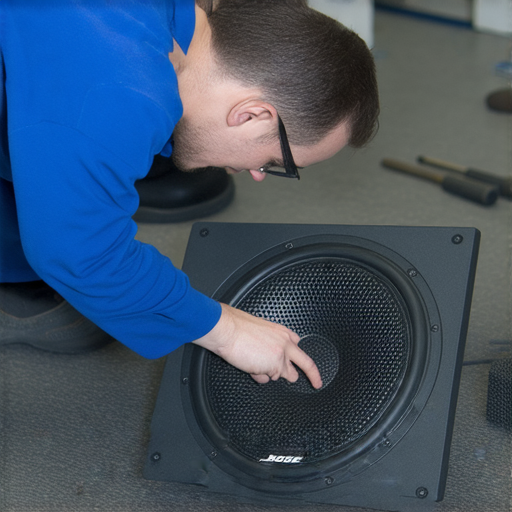 Bose後置喇叭維修服務圖片，專業技師正檢查喇叭，展示修復過程，解決音質問題，讓音效恢復巔峰體驗，吸引音響愛好者關注。
