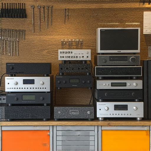 二手嗨Fi商品展示圖，包含各類音響設備以及維修工具，強調專業維修服務，吸引潛在買家探索更多二手嗨Fi神器的魅力。