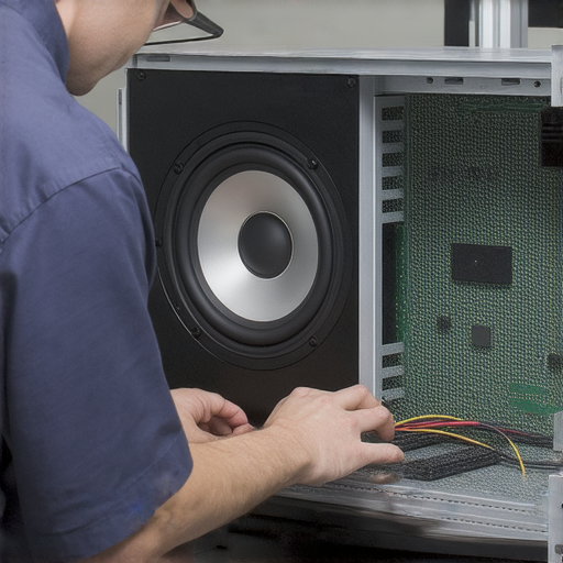 揭開電腦揚聲器的秘密，顯示一位專業技術人員檢查揚聲器，專注於音質提升與維修服務，強調高效解決客戶需求，讓音質飛躍，體驗極致音樂享受。